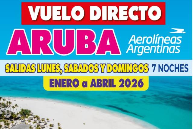 Aruba - vuelo directo enero a abril 26