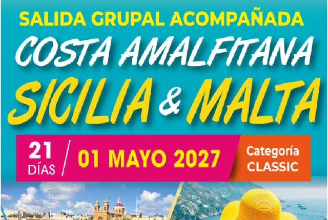 Grupal Costa Amalfitana, Sicilia & Malta 01 mayo 27